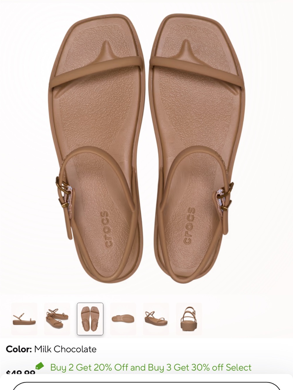 CROCS Miami Platform Y-Strap Sandal in Milk Chocolate - Picture 4 of 11